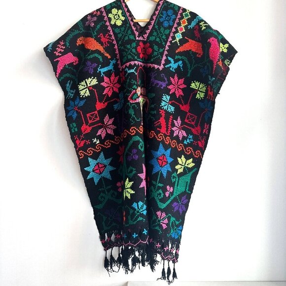 Vintage Colourful Embroidered Poncho Cape - Picture 4 of 8